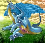  anus blue_body blue_feathers blue_scales claws crossgender dragon edit eragon feral horn male narse penis rule_63 saphira scalie solo teeth tongue wings 