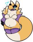  alpha_channel anthro blue_eyes breasts canine clothing digimon female fox fur legwear mammal renamon sheep_(artist) simple_background slightly_chubby solo standing stockings transparent_background yellow_fur 