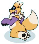 alpha_channel ambiguous_gender anthro blue_eyes canine digimon fox fur kneeling mammal renamon sheep_(artist) simple_background solo transparent_background yellow_fur 