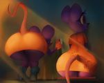  anthro bent_over big_butt butt cleaning clothed clothing dress female freckles fur huge_butt looking_away mammal mouse multiple_scenes neozoa peasant_rat purple_fur rodent solo super_planet_dolan 