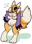  alpha_channel anthro blue_eyes breasts canine digimon female fox fur mammal renamon sheep_(artist) simple_background solo standing transparent_background yellow_fur 