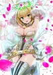  :d ahoge armpits arms_up bangs bare_shoulders belt belt_buckle blonde_hair blurry blush breasts bridal_veil buckle chain cleavage cowboy_shot depth_of_field detached_collar detached_sleeves eyebrows_visible_through_hair fate/extra fate/extra_ccc fate_(series) flower flower_wreath garter_belt glint green_eyes groin hair_between_eyes hair_intakes happy hayama_eishi head_tilt head_wreath highleg hips large_breasts leg_lift leotard lock looking_at_viewer loose_belt nero_claudius_(bride)_(fate) nero_claudius_(fate)_(all) no_bra open_mouth padlock petals puffy_detached_sleeves puffy_sleeves see-through showgirl_skirt sideboob sidelocks simple_background skirt smile solo sparkle standing standing_on_one_leg strapless strapless_leotard thighhighs thighs tied_hair turtleneck veil white_background white_flower white_legwear white_leotard white_skirt white_sleeves zipper zipper_pull_tab 