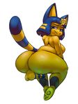  2017 alpha_channel animal_crossing ankha anthro areola balls bedroom_eyes big_butt black_eyes black_nose blue_fur blue_hair breasts butt cat dickgirl egyptian erection eyelashes fangs feet feline fur hair half-closed_eyes headdress hi_res intersex looking_at_viewer looking_back mammal multicolored_fur naughty_face nintendo nude pawpads penis presenting presenting_hindquarters raised_tail rear_view seductive short_stack side_boob simple_background slightly_chubby smile solo striped_penis striped_tail stripes teckworks thick_thighs transparent_background video_games voluptuous yellow_fur 
