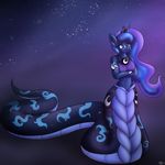  2017 anthro anthrofied blue_theme equine female friendship_is_magic horn hybrid lamia mammal my_little_pony naga novaspark princess_luna_(mlp) reptile scalie snake solo sparkles unicorn wolfyomega 