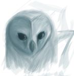  ambiguous_gender avian barn_owl beak bird blue_and_white blue_theme digital_media_(artwork) feral headshot_portrait icon monochrome nyar owl portrait simple_background solo spooky white_background 