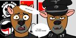  anti_fascist hammer_and_sickle jerreh_(artist) mammal marsupial nazi_flag nazi_uniform officer_cap open_mouth schutzstaffel soviet_flag speech_bubble swastika tasmanian_devil 