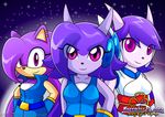  2017 anthro aquatic_dragon arung98 breasts clothed clothing dragon ear_piercing female freedom_planet freedom_planet_2 group hair hedgehog horn hybrid long_hair mammal piercing purple_hair sash_lilac square_crossover video_games 