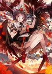  bird bird_wings black_hair black_ribbon black_skirt black_wings breasts camera collared_shirt crow frilled_skirt frills givuchoko hat large_breasts pom_pom_(clothes) red_eyes ribbon shameimaru_aya shirt skirt solo tengu tokin_hat touhou white_shirt wings 