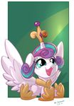  2017 crown equine feathered_wings feathers female feral flurry_heart_(mlp) friendship_is_magic hair horn jewelry mammal multicolored_hair my_little_pony necklace open_mouth smile solo spread_wings tsitra360 vest_(artist) winged_unicorn wings young 