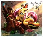  2017 amphibian arthropod avian bird butterfly cutie_mark equine feathered_wings feathers female feral flower fluttershy_(mlp) friendship_is_magic frog group hair harwick insect mammal mushroom my_little_pony outside pegasus pink_hair plant reptile rodent scalie sky smile squirrel tree tree_stump turtle wings yellow_feathers 