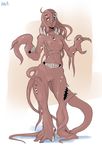  anthro arbuzbudesh breasts female monster multi_eye multi_mouth nipples pussy red_eyes shoggoth simple_background solo stomach_mouth tentacle_hair tentacles 