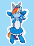  2017 alasou biped blush clothed clothed_feral clothing dress equine female feral friendship_is_magic fully_clothed hair hi_res legwear long_hair looking_at_viewer mammal multicolored_hair multicolored_tail my_little_pony pegasus pink_eyes rainbow_dash_(mlp) rainbow_hair rainbow_tail simple_background solo unamused wings 