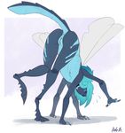  anthro anus arbuzbudesh arthropod blue_eyes blue_hair breasts butt digitigrade dragonfly female hair insect looking_at_viewer multi_arm multi_limb nipples no_sclera presenting presenting_hindquarters presenting_pussy pussy solo wings 