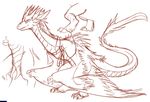  blush claws dragon embarrassed erection feral male model_sheet monochrome multi_penis naoren penis scales solo tapering_penis wings wuldor 