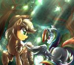  2017 applejack_(mlp) duo equine female flirting friendship_is_magic horse light262 mammal my_little_pony pegasus pony rainbow_dash_(mlp) wings 