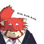  anthro futaba_kotobuki laugh mammal reaction_image red_panda simple_background slightly_chubby smile solo trouble_(series) 