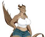  anthro clothed clothing dragon female horn iriedono navel simple_background solo standing white_background wings wyvern 