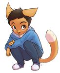 2017 alec8ter anthro cassidy_(alec8ter) cat clothed clothing crouching feline footwear hoodie male mammal shoes signature simple_background solo white_background 