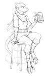  anthro belt beverage breasts clothed clothing cup ear_piercing female grin guoh mammal piercing rat rodent sitting sketch smile solo 