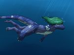  anthro bubble claws hair iriedono male nude scalie simple_background solo underwater water 