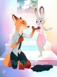  2017 anthro canine clothing disney female fox fur green_eyes hi_res judy_hopps lagomorph male mammal nick_wilde purple_eyes rabbit simple_background thewinterbunny_(artist) zootopia 