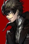  amamiya_ren black_hair blue_eyes cape hankuri looking_away male_focus persona persona_5 simple_background smile solo 