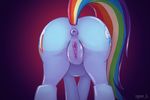 2017 anus butt cutie_mark equine female feral friendship_is_magic horse mammal multicolored_tail my_little_pony pony pussy rainbow_dash_(mlp) rainbow_tail rear_view solo syoee_b 