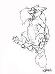  abdominal_bulge anal anal_penetration anthro balls buckwulf_(artist) canine disembodied_penis disney duo eyes_closed fox male male/male mammal monochrome nick_wilde penetration penis zootopia 