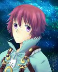  1boy alone brown_hair coat fragile fragile:_sayonara_tsuki_no_haikyo pendant purple_eyes seto_(fragile) short_hair solo 