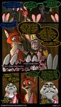  2017 anthro canine clothed clothing dialogue disney english_text fan_character female fox group lagomorph male mammal nick_wilde rabbit robertfiddler stu_hopps text zootopia 