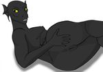  anthro anus anxonexet black_skin blackskines breasts butt dragon female lying nude pussy single solo yellow_eyes yelloweyes 