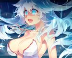  artemis_(fate/grand_order) bare_shoulders blue_eyes breasts cleavage commentary_request dress fate/grand_order fate_(series) jewelry large_breasts long_hair looking_at_viewer open_mouth smile taki_(nakochan) white_hair 