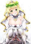  :d ahoge ass_visible_through_thighs bangs bare_shoulders blonde_hair blush bow breasts bridal_veil buckle chain chain_necklace cleavage commentary_request detached_collar detached_sleeves eyebrows_visible_through_hair fate/extra fate/extra_ccc fate_(series) feet_out_of_frame full-length_zipper garana gloves green_eyes hair_bow hair_intakes hand_on_own_knee hands_together happy head_tilt head_wreath heart heart_print knees_together_feet_apart large_breasts leg_strap leotard lock looking_at_viewer nero_claudius_(bride)_(fate) nero_claudius_(fate)_(all) open_mouth partially_visible_vulva petals puffy_detached_sleeves puffy_sleeves ribbon_trim shadow showgirl_skirt sidelocks simple_background skirt smile solo squatting strapless strapless_leotard thighhighs tied_hair turtleneck veil white_background white_bow white_gloves white_legwear white_leotard white_skirt white_sleeves wide_sleeves zipper zipper_pull_tab 
