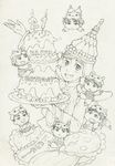  :d animal_hat birthday_cake cake candle chibi christophe_giacometti crossed_arms facial_hair food freckles graphite_(medium) hamster_hat happy_birthday hat highres ice_skates itou_noriko ji_guang-hong katsuki_yuuri lee_seung-gil leo_de_la_iglesia male_focus miniboy monochrome multiple_boys open_mouth otabek_altin phichit_chulanont plate romaji skates smile thai_clothes traditional_media yuri!!!_on_ice 