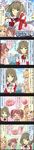  5koma blonde_hair blue_eyes brown_hair character_name cinderella_girls_gekijou comic doughnut food green_eyes hair_ornament heterochromia highres idolmaster idolmaster_cinderella_girls long_hair long_image mole mole_under_eye multiple_girls official_art ootsuki_yui pink_eyes shiina_noriko short_hair takagaki_kaede tall_image translated twintails 