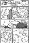  blush butt comic leonardo_(tmnt) male male/male ninja pin pounce raphael_(tmnt) reptile scalie sneefee teenage_mutant_ninja_turtles text turtle 