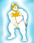  anthro asgore_dreemurr bulge caprine diaper feces goat leoben male mammal messy_diaper monster scat soiling solo undertale video_games 