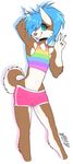  blue_eyes blue_hair brown_husky canine claws dog girly hair husky invalid_color male male/male mammal muscular pink_shorts rainbow sheepish tongue voluptuous 