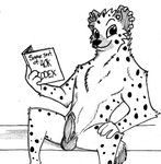  anthro bedroom_eyes book disney ear_piercing erection fan_character fur half-closed_eyes happy hyena male mammal naughty_face nude penis piercing seductive simple_background smile spiff spots stripper_hyena traditional_media_(artwork) white_background zootopia 