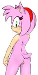  1girl amy_rose anus ass furry green_eyes headband jetfrozen looking_at_viewer looking_back pink_hair pussy sega sonic_the_hedgehog tail 