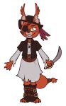  anthro boots brown_eyes buckteeth choker claws clothed clothing cutlass ear_tuft eye_patch eyewear female footwear fur furgonomics glasgow_smile grin hat jolly_red looking_at_viewer lucheek mammal melee_weapon notched_ear pirate red_fur rodent scar sciurid smile solo sword teeth tuft weapon 
