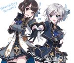  anastasia_(idolmaster) blue_eyes capelet gloves highres idolmaster idolmaster_cinderella_girls idolmaster_cinderella_girls_starlight_stage misumi_(macaroni) multiple_girls real_life seiyuu seiyuu_connection short_hair silver_hair sketch smile uesaka_sumire 