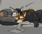 2017 anthro canine disney eyes_closed fan_character fox group lying male mammal on_front on_side skeletonguys-and-ragdolls sleeping sound_effects stylus tablet thewyvernsweaver wolf zootopia zzz 