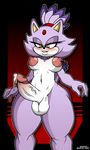  absurd_res ahegao anthro balls big_breasts big_nipples blaze_the_cat blush breasts cat damian_hodge dickgirl erection feline female half-closed_eyes hi_res intersex looking_at_viewer looking_pleasured mammal navel nipples nude penis precum presenting presenting_penis simple_background solo sonic_(series) thick_thighs video_games 