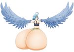  avian big_butt bird blue_hair butt elek-tronikz female hair harpy huge_butt humanoid hyper hyper_butt solo 