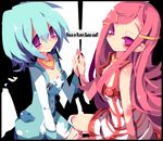  aqua_hair dangomushi dress eureka eureka_seven eureka_seven_(series) hair_ornament hairclip long_hair multiple_girls purple_eyes short_hair 