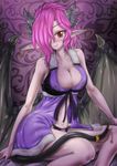  breasts demon_girl demon_horns demon_tail demon_wings hair_over_one_eye highres horns kaname_(t-to-fu) lingerie looking_at_viewer multiple_horns negligee nightgown nipples original pink_hair pointy_ears red_eyes see-through solo tail underwear underwear_only wings 