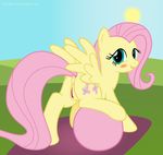  animal_genitalia anus blush butt cutie_mark derphed digital_media_(artwork) equine female feral fluttershy_(mlp) friendship_is_magic hair hi_res horse long_hair looking_at_viewer mammal my_little_pony nude open_mouth pegasus pink_hair pony pussy smile solo wings 