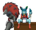  anthro bottomless clothed clothing diaper eeveelution glaceon ire-k male nintendo pok&eacute;mon video_games zoroark 