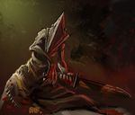  1boy blood great_knife grimbro konami monster muscle pyramid_head silent_hill sword toned 